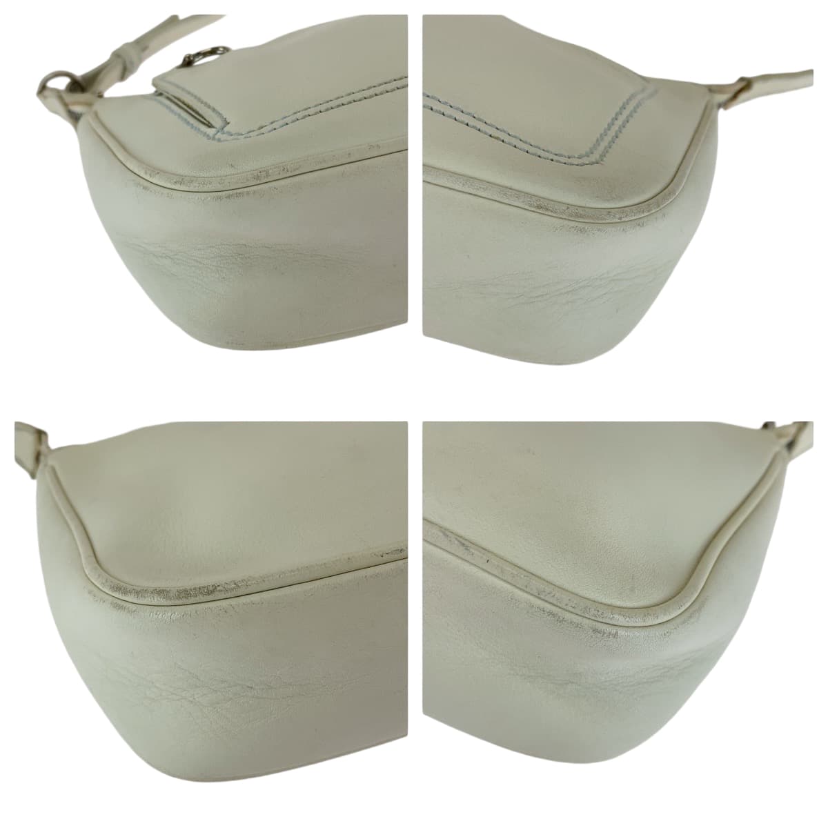 13377
Salvatore Ferragamo サルヴァトーレフェラガモ ガンチーニ ホワイト シルバー金具 レザー AU 21 4315 ショルダーバッグ アクセサリーポーチ  レディース