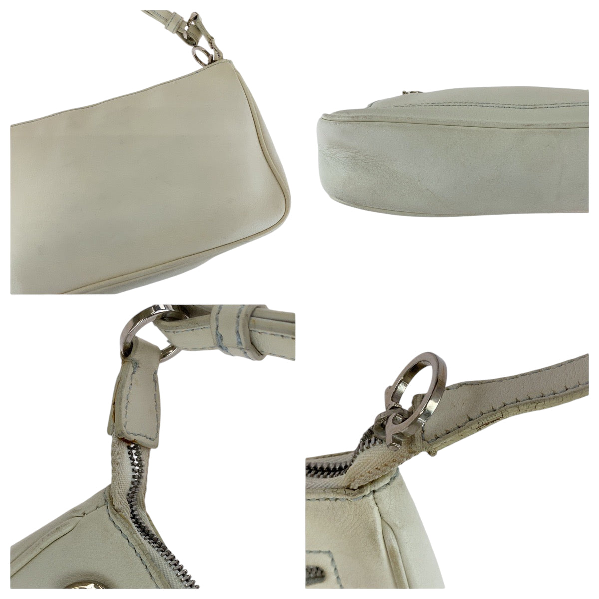 13377
Salvatore Ferragamo サルヴァトーレフェラガモ ガンチーニ ホワイト シルバー金具 レザー AU 21 4315 ショルダーバッグ アクセサリーポーチ  レディース