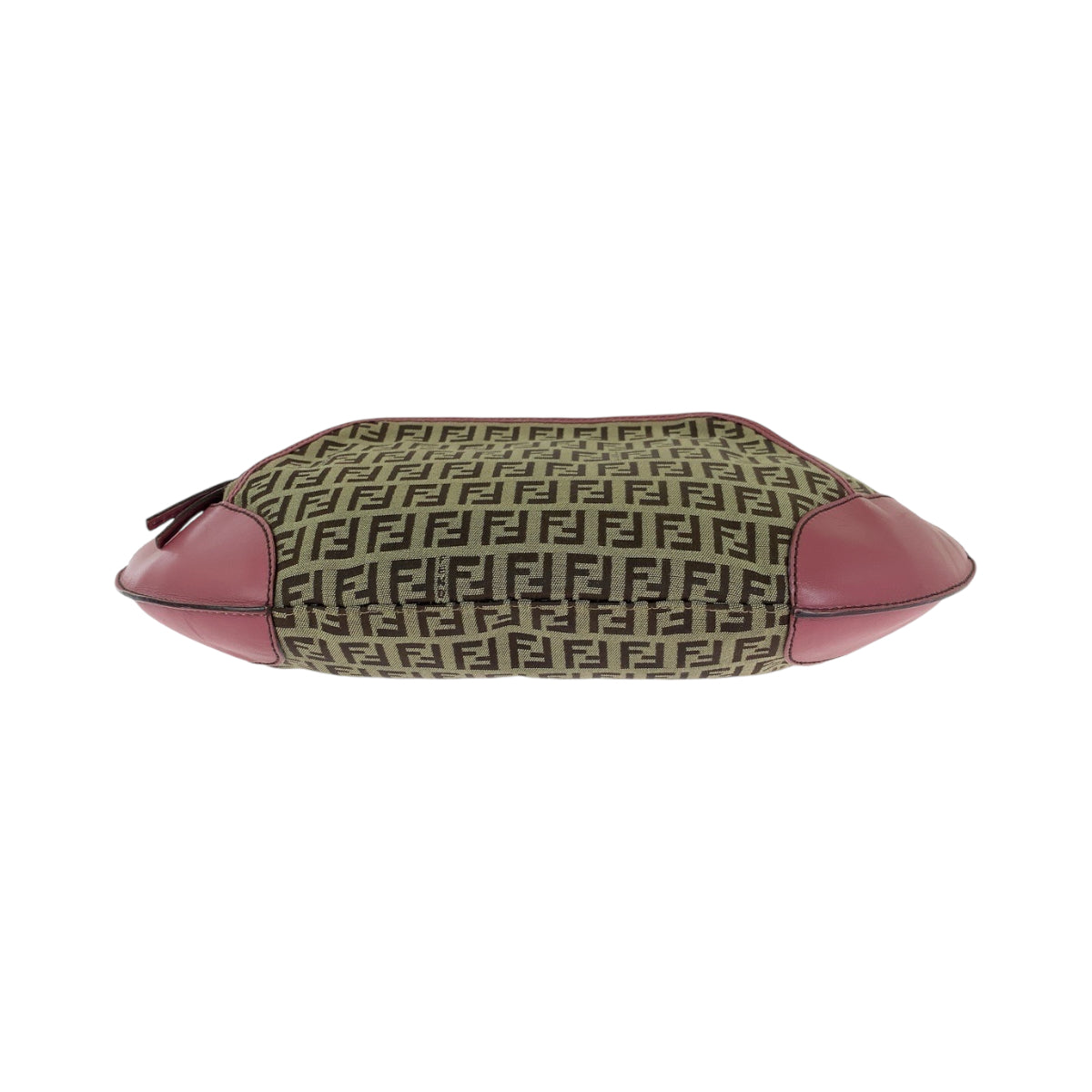 13385
FENDI フェンディ ズッキーノ シェフ ホーボー ブラウン ピンク ゴールド金具 キャンバス ショルダーバッグ  レディース