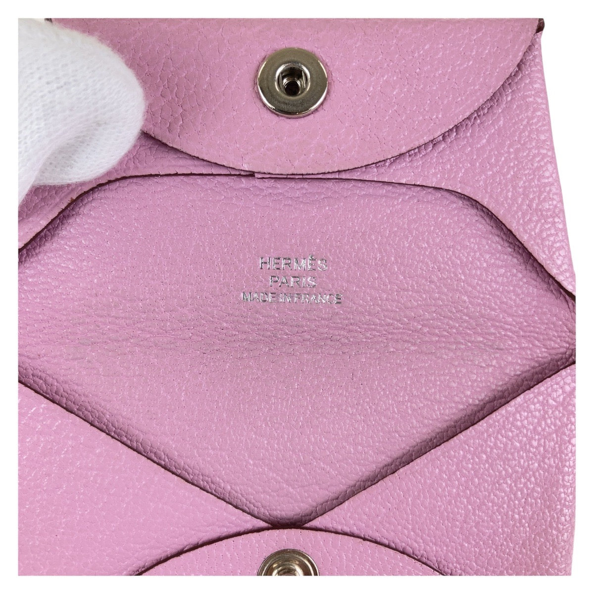 13388
HERMES エルメス バスティア モーヴシルヴェストル ピンク シルバー金具 シェーブル コインケース 小物入れ D刻印  レディース