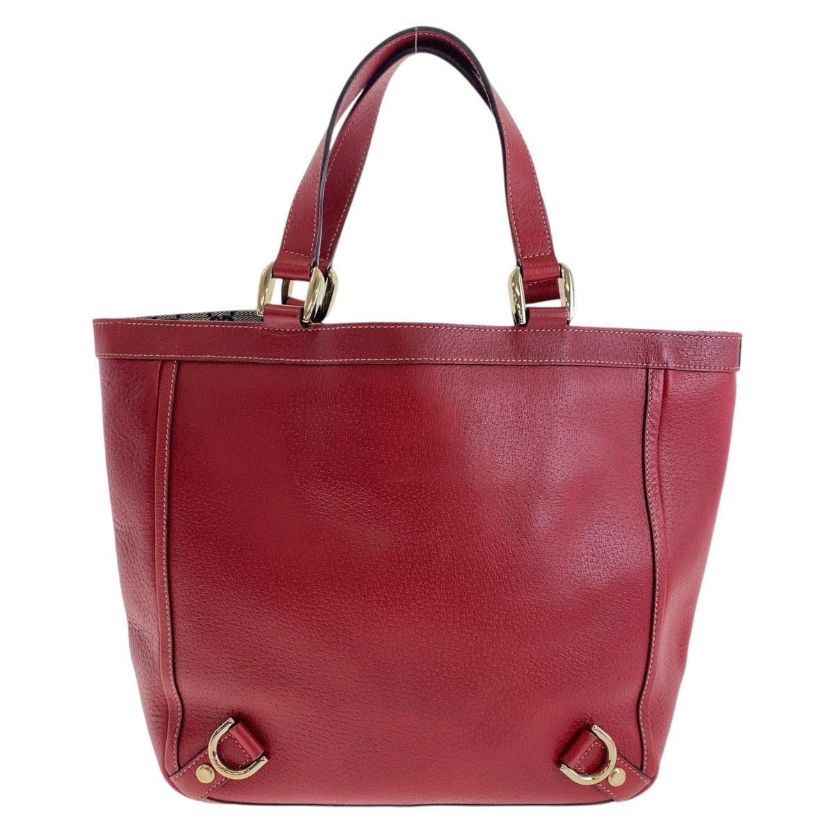 13390
GUCCI グッチ アビー レッド ゴールド金具 レザー / GGキャンバス 130739 トートバッグ ハンドバッグ  レディース