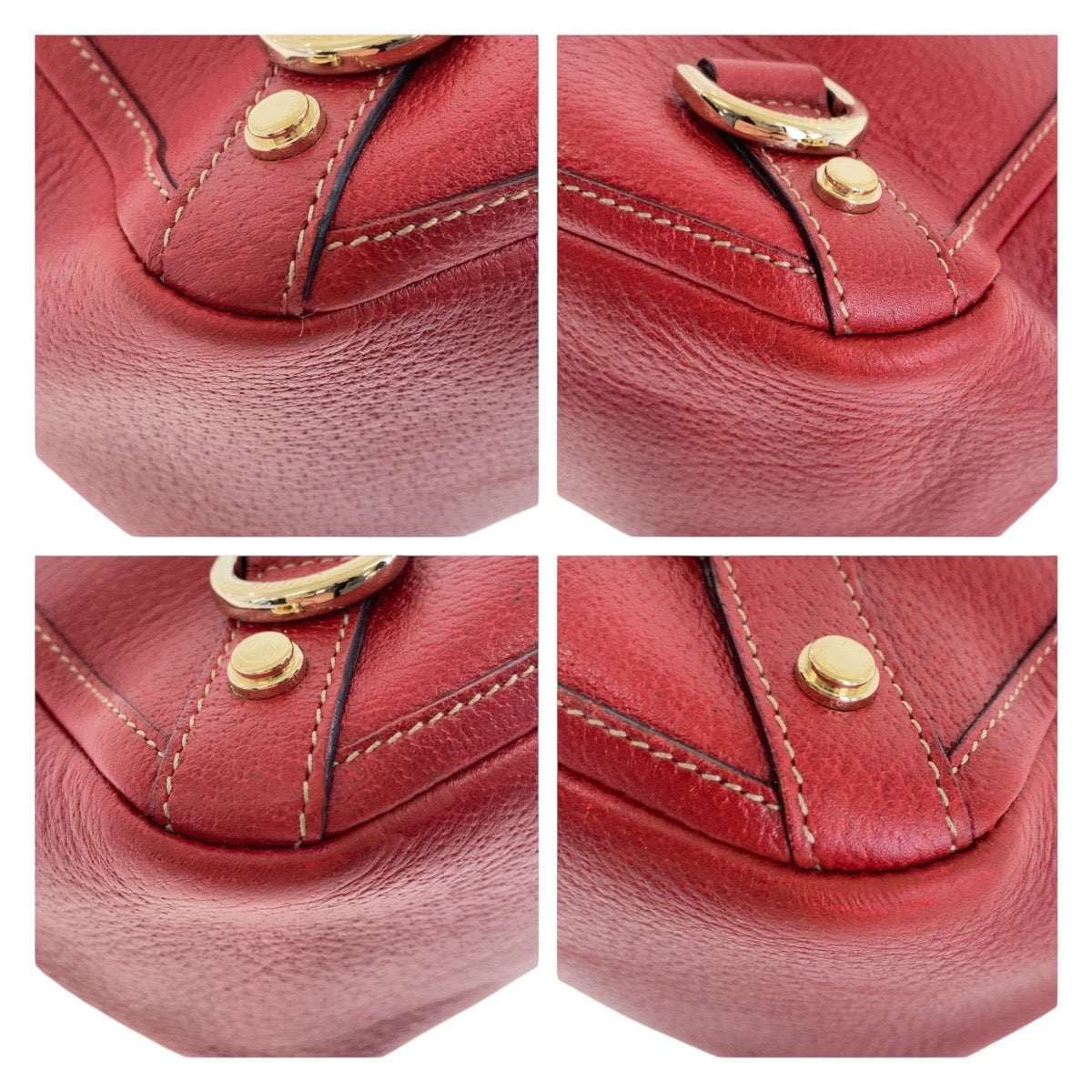 13390
GUCCI グッチ アビー レッド ゴールド金具 レザー / GGキャンバス 130739 トートバッグ ハンドバッグ  レディース