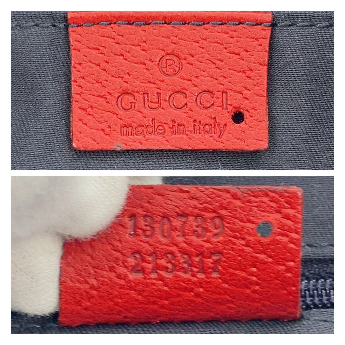 13390
GUCCI グッチ アビー レッド ゴールド金具 レザー / GGキャンバス 130739 トートバッグ ハンドバッグ  レディース
