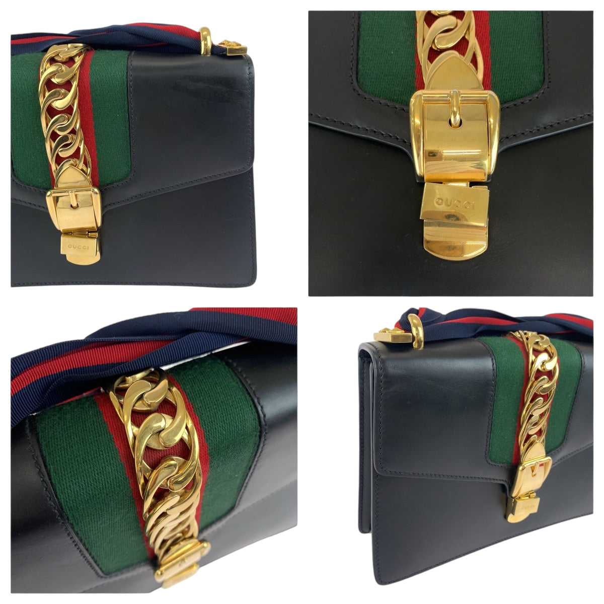 13391
GUCCI グッチ シェリーライン シルヴィ ブラック 黒 ゴールド金具 レザー 421882 ショルダーバッグ 斜め掛け  レディース