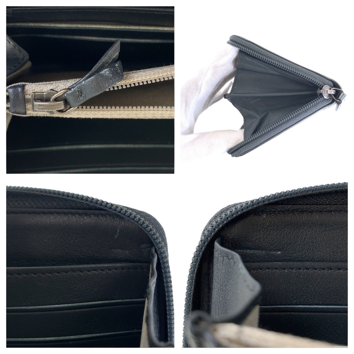 13392
CHANEL シャネル ボーイシャネル グレー メタリック ガンメタ金具 エナメル 長財布 ラウンドファスナー  レディース