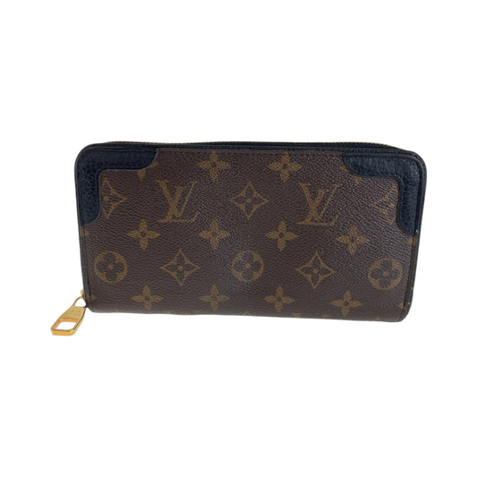 13393
LOUIS VUITTON ルイヴィトン モノグラム ジッピーウォレット レティーロ 男女兼用 ブラウン ブラック ゴールド金具 PVC M61855 長財布 ラウンドファスナー  メンズ