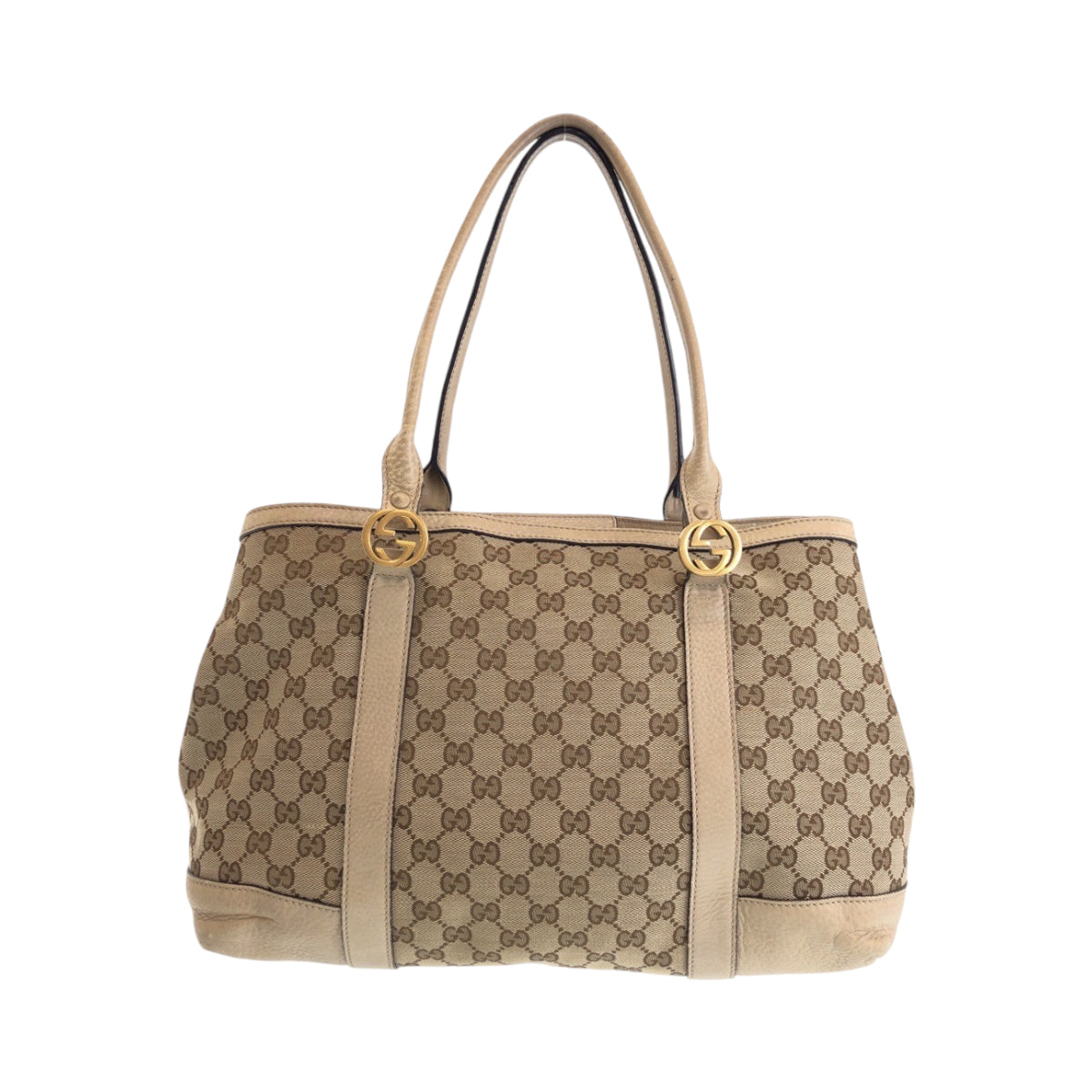 13395
GUCCI グッチ ミスGG ベージュ ブラウン ゴールド金具 GGキャンバス 353122 トートバッグ ハンドバッグ  レディース