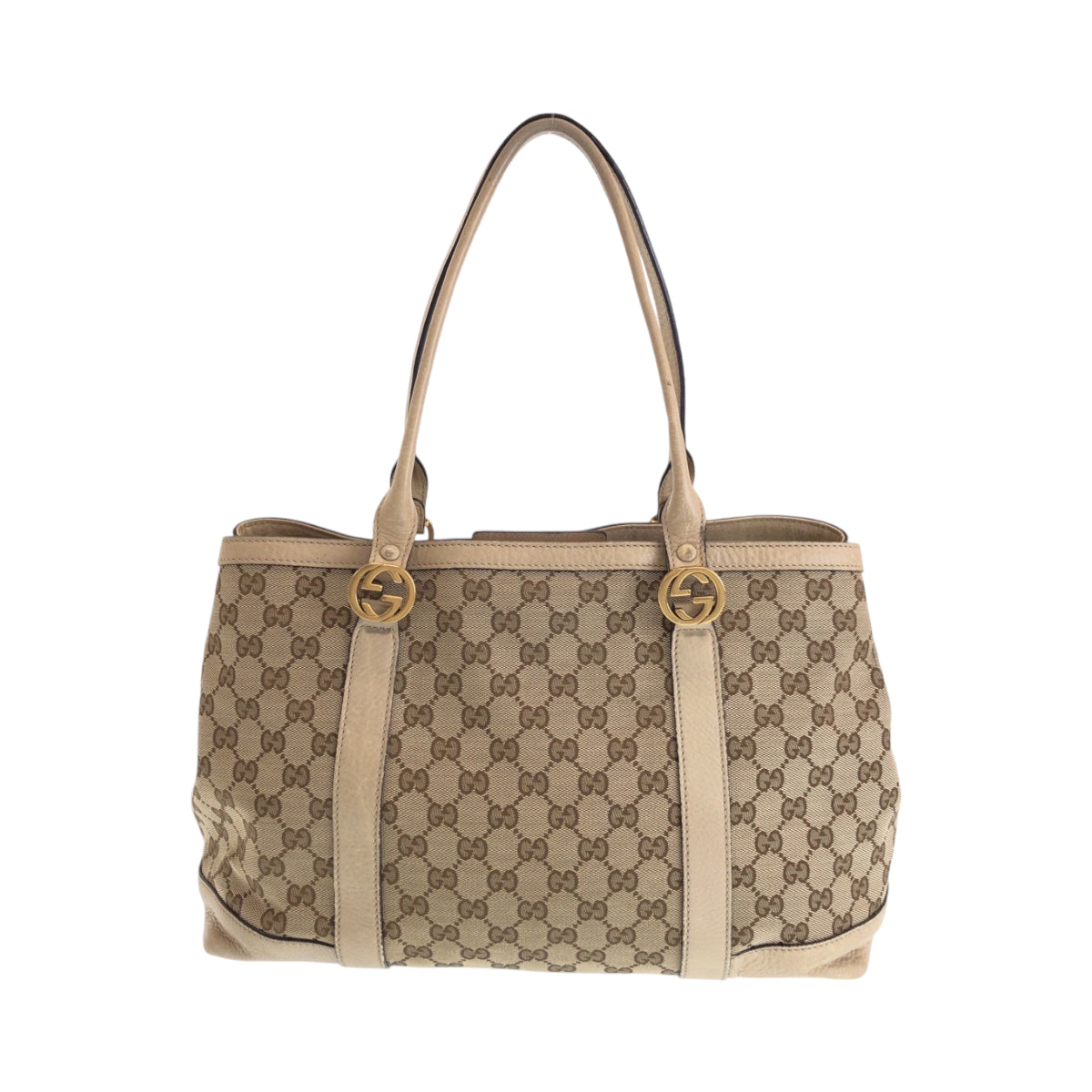 13395
GUCCI グッチ ミスGG ベージュ ブラウン ゴールド金具 GGキャンバス 353122 トートバッグ ハンドバッグ  レディース