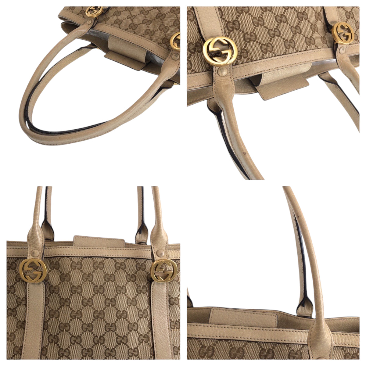 13395
GUCCI グッチ ミスGG ベージュ ブラウン ゴールド金具 GGキャンバス 353122 トートバッグ ハンドバッグ  レディース