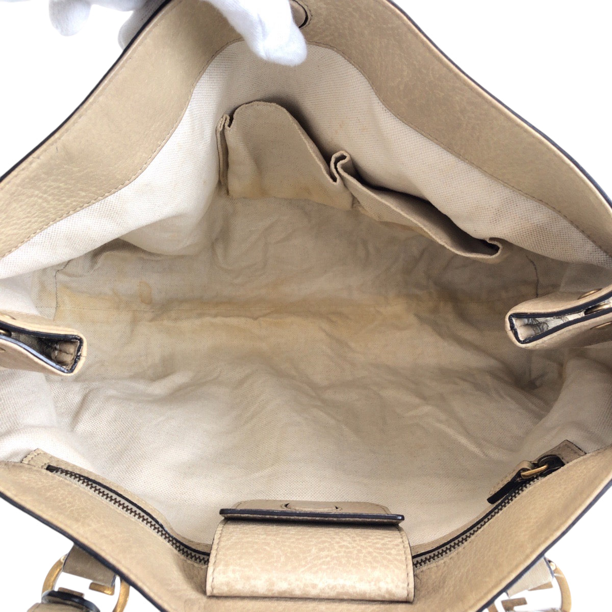 13395
GUCCI グッチ ミスGG ベージュ ブラウン ゴールド金具 GGキャンバス 353122 トートバッグ ハンドバッグ  レディース