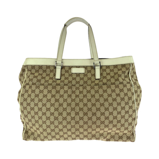13400
GUCCI グッチ ベージュ ホワイト シルバー金具 GGキャンバス 153213 トートバッグ ショルダーバッグ  レディース
