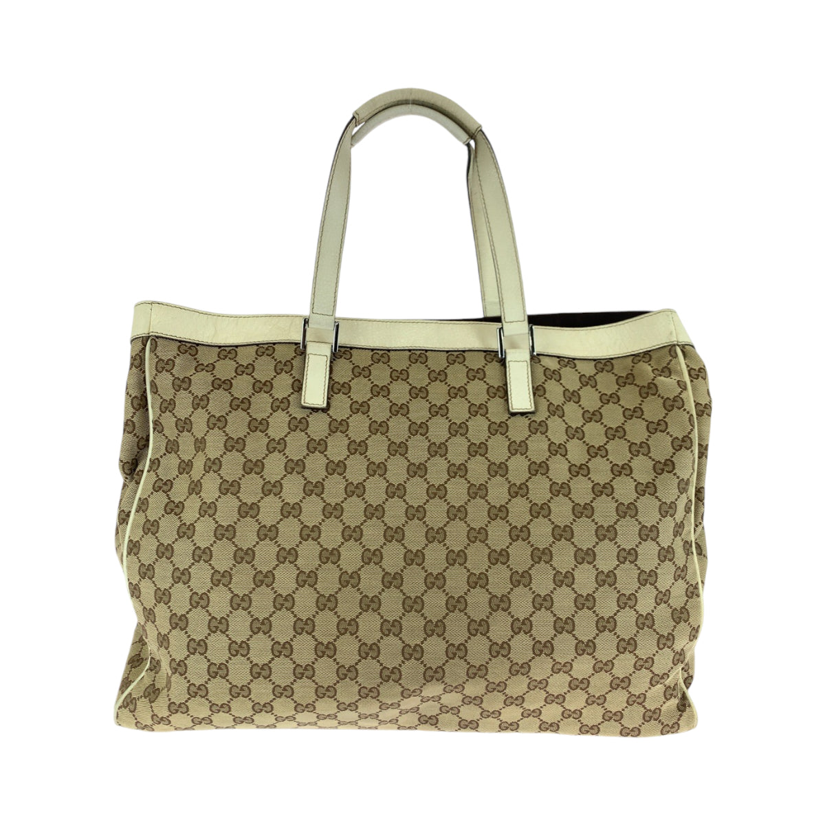 13400
GUCCI グッチ ベージュ ホワイト シルバー金具 GGキャンバス 153213 トートバッグ ショルダーバッグ  レディース
