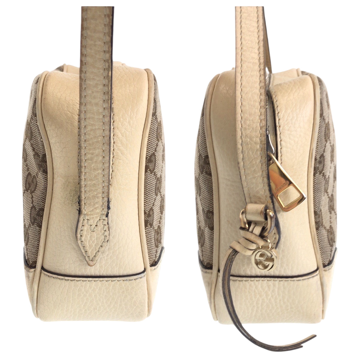 13401
GUCCI グッチ ベージュ アイボリー ゴールド金具 GGキャンバス 449413 ショルダーバッグ ポシェット  レディース