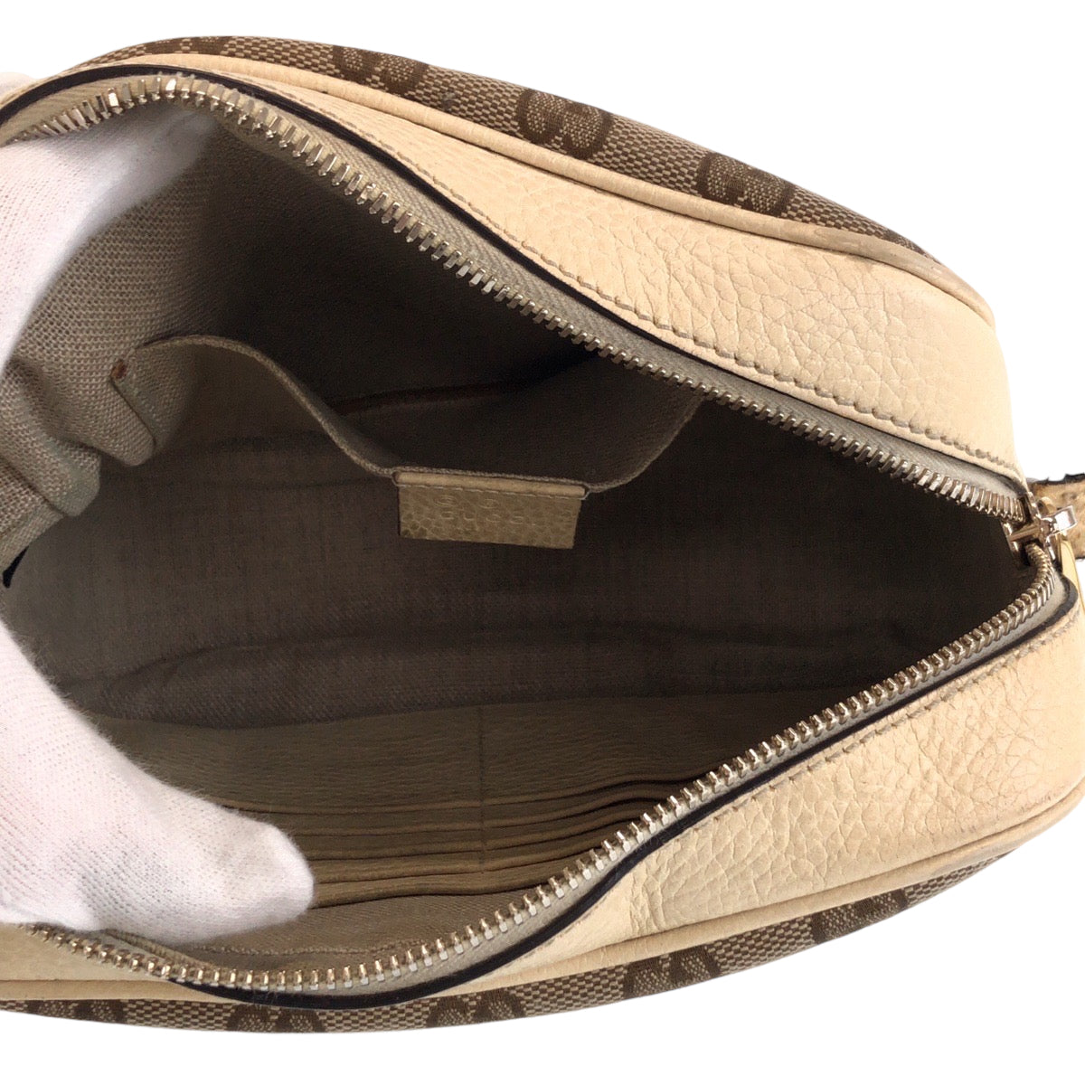 13401
GUCCI グッチ ベージュ アイボリー ゴールド金具 GGキャンバス 449413 ショルダーバッグ ポシェット  レディース