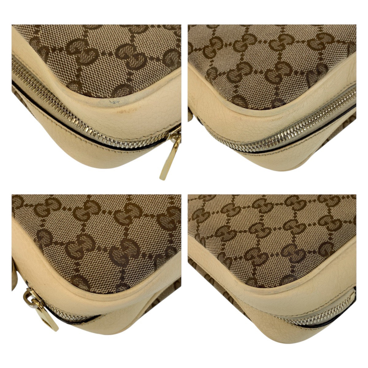 13401
GUCCI グッチ ベージュ アイボリー ゴールド金具 GGキャンバス 449413 ショルダーバッグ ポシェット  レディース