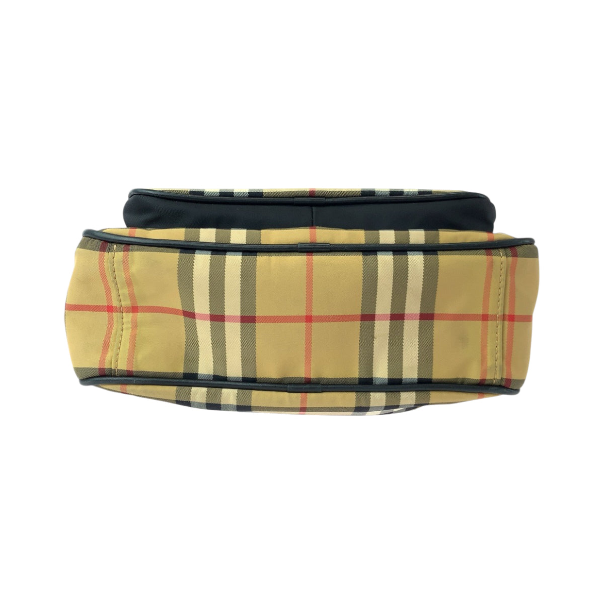 13402
BURBERRY バーバリー チェック柄 男女兼用 ブラウン ブラック シルバー金具 ナイロン ショルダーバッグ ポシェット  メンズ