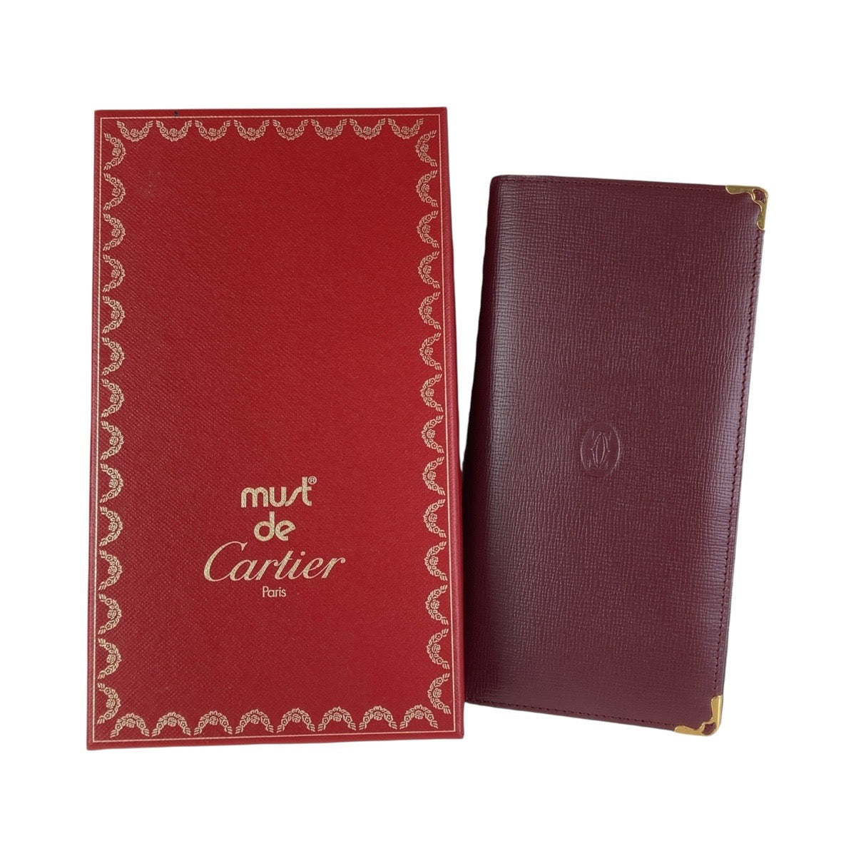 CARTIER カルティエ マストライン ワインレッド ボルドー ゴールド金具 レザー 長財布 ロングウォレット 男女兼用  レディース