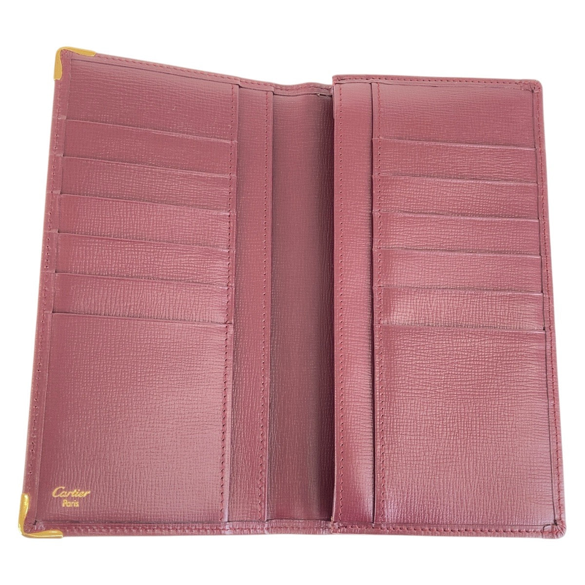 CARTIER カルティエ マストライン ワインレッド ボルドー ゴールド金具 レザー 長財布 ロングウォレット 男女兼用  レディース