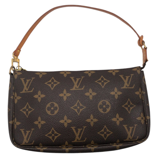 LOUIS VUITTON Vintage Monogram Pochette Accessory Brown Gold Hardware PVC M51980 Pouch Accessory Pouch Women's
