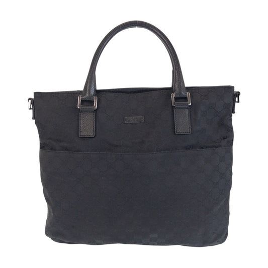13404
GUCCI グッチ ブラック 黒 シルバー金具 GGキャンバス / レザー 122797 トートバッグ ショルダーバッグ  レディース