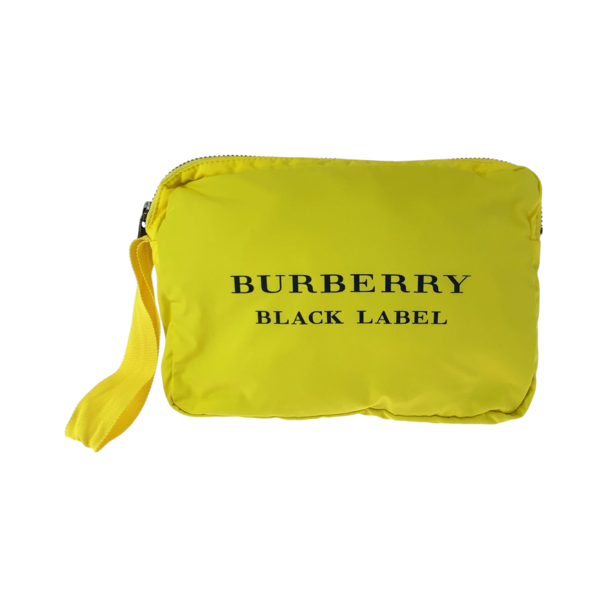 13464
BURBERRY バーバリー ロゴ イエロー シルバー金具 ナイロン ポーチ 化粧ポーチ  レディース