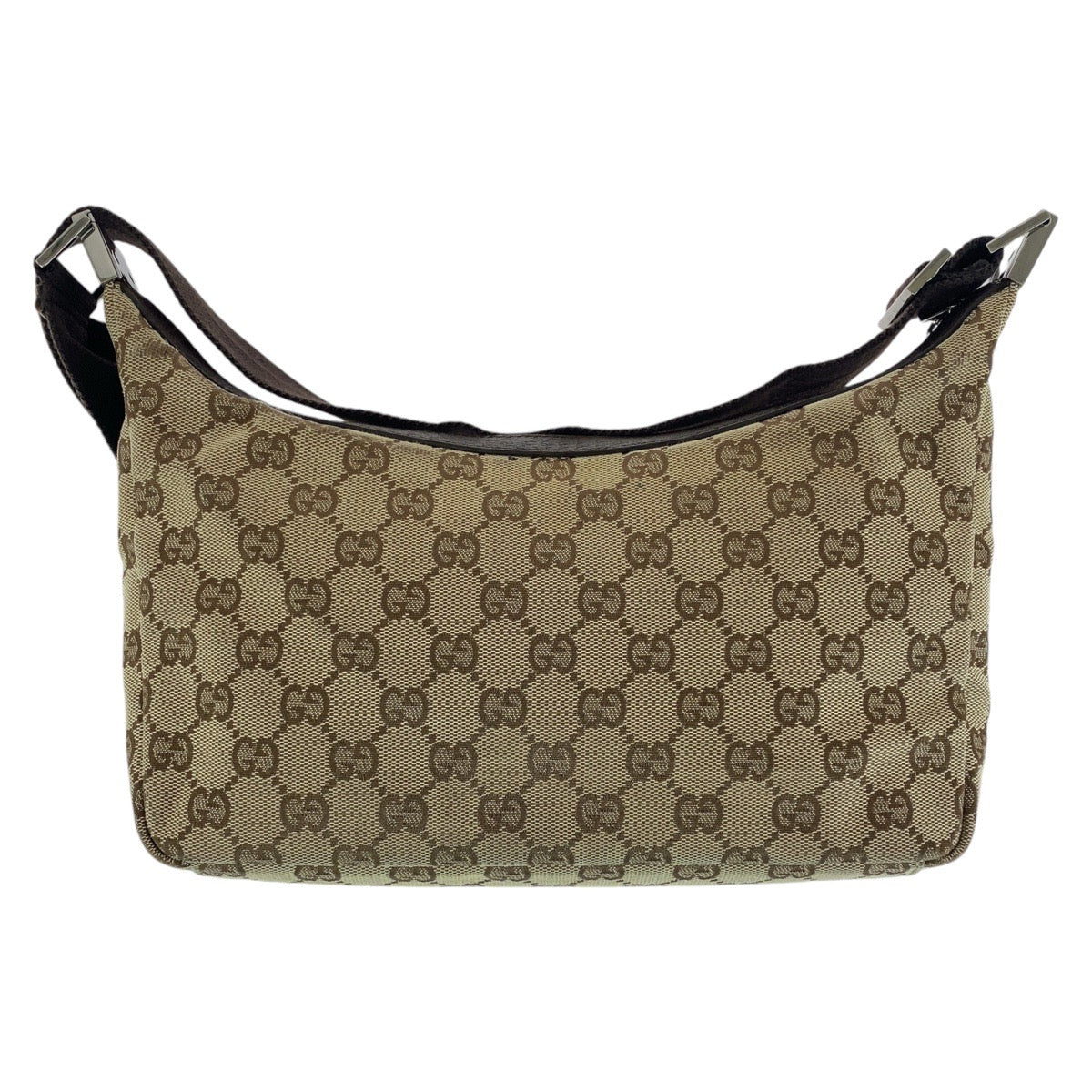 13406
GUCCI グッチ ブラウン ベージュ シルバー金具 GGキャンバス / レザー 35098 ショルダーバッグ ポシェット  レディース