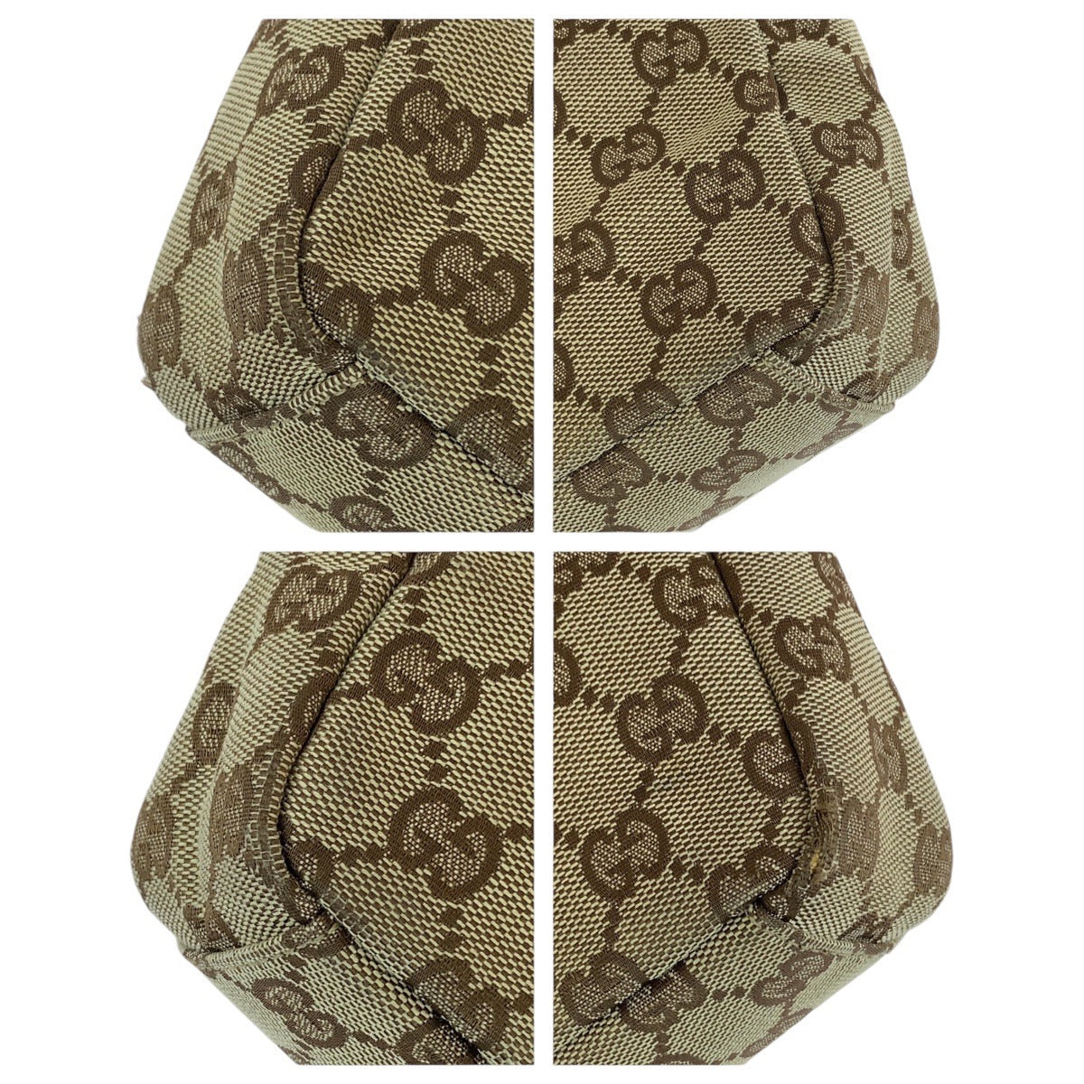 13406
GUCCI グッチ ブラウン ベージュ シルバー金具 GGキャンバス / レザー 35098 ショルダーバッグ ポシェット  レディース