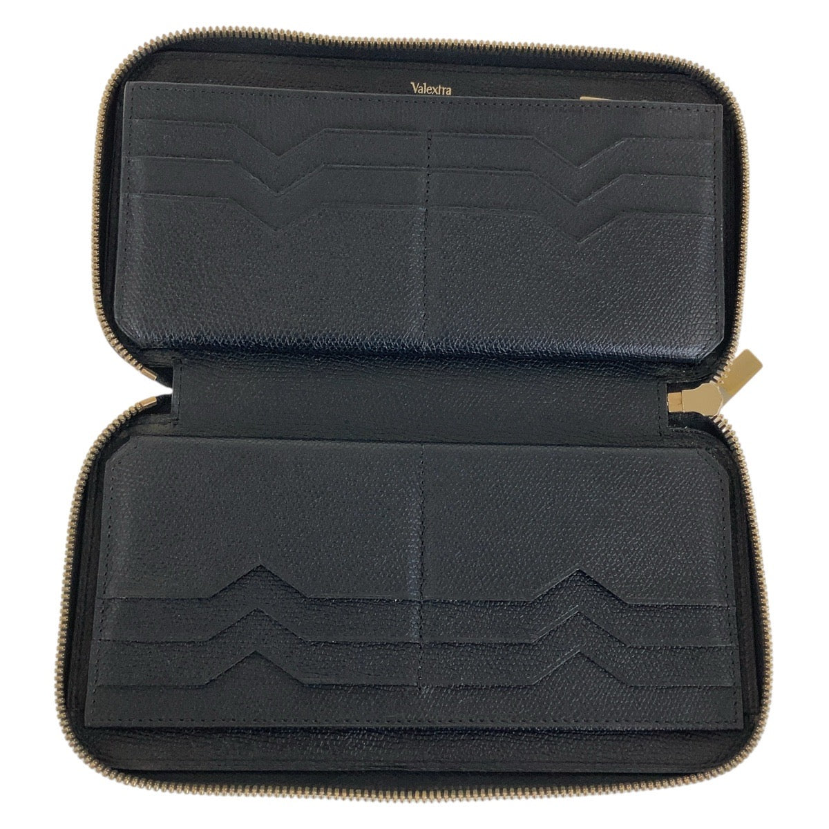 13408
Valextra ヴァレクストラ 男女兼用 ブラック ゴールド金具 レザー 長財布 ラウンドファスナー  メンズ