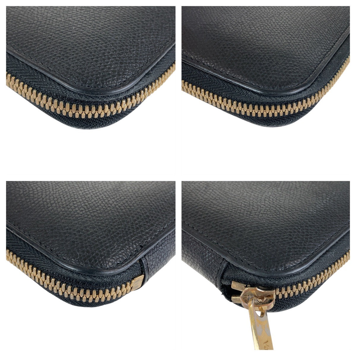13408
Valextra ヴァレクストラ 男女兼用 ブラック ゴールド金具 レザー 長財布 ラウンドファスナー  メンズ