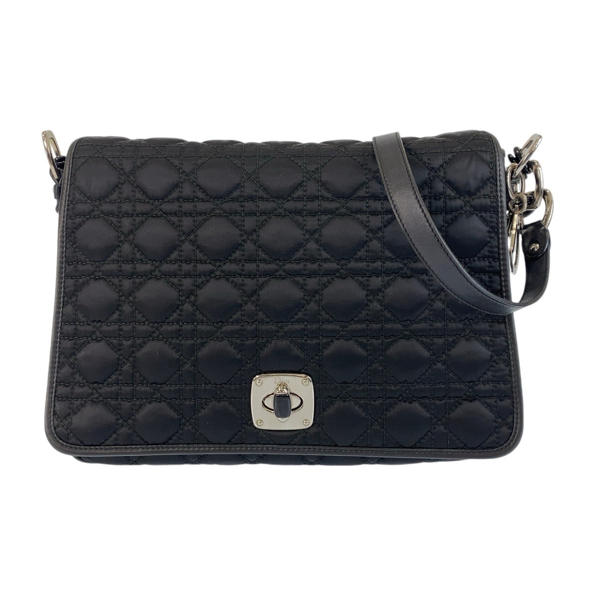 14079
Dior ディオール カナージュ ブラック 黒 シルバー金具 ナイロン 斜め掛け ショルダーバッグ メッセンジャーバッグ  レディース ABP54