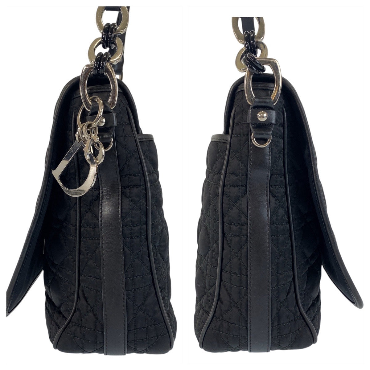 14079
Dior ディオール カナージュ ブラック 黒 シルバー金具 ナイロン 斜め掛け ショルダーバッグ メッセンジャーバッグ  レディース ABP54