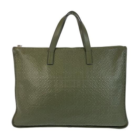 13410
LOEWE ロエベ リピートアナグラム グリーン シルバー金具 レザー ビジネスバッグ ブリーフケース 男女兼用  メンズ