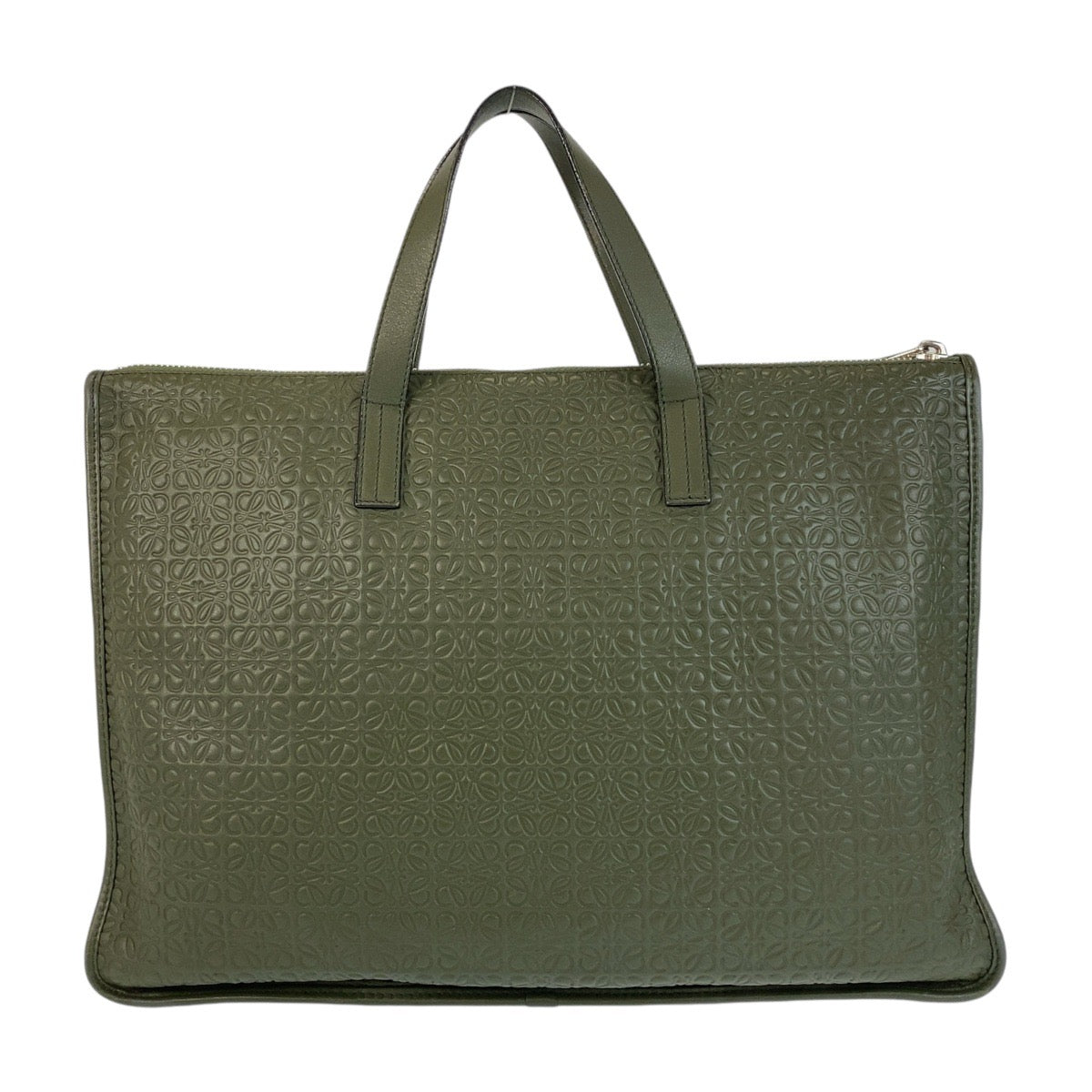 13410
LOEWE ロエベ リピートアナグラム グリーン シルバー金具 レザー ビジネスバッグ ブリーフケース 男女兼用  メンズ