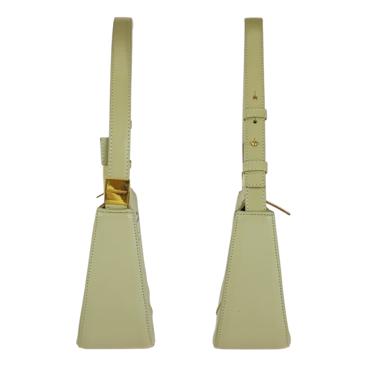 13412
BURBERRY バーバリー 中チェック柄 オフホワイト クリーム ゴールド金具 レザー ショルダーバッグ ハンドバッグ   レディース ABP16
