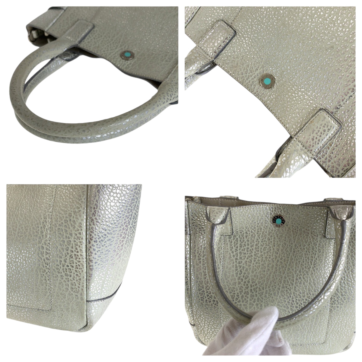 13413
TIFFANY&Co. ティファニー ライリー ペブルド シルバー ティファニーブルー シルバー金具 レザー ショルダーバッグ トートバッグ 2way  レディース