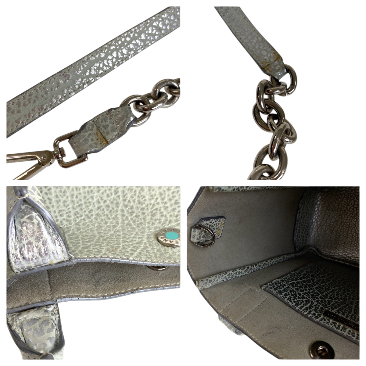 13413
TIFFANY&Co. ティファニー ライリー ペブルド シルバー ティファニーブルー シルバー金具 レザー ショルダーバッグ トートバッグ 2way  レディース
