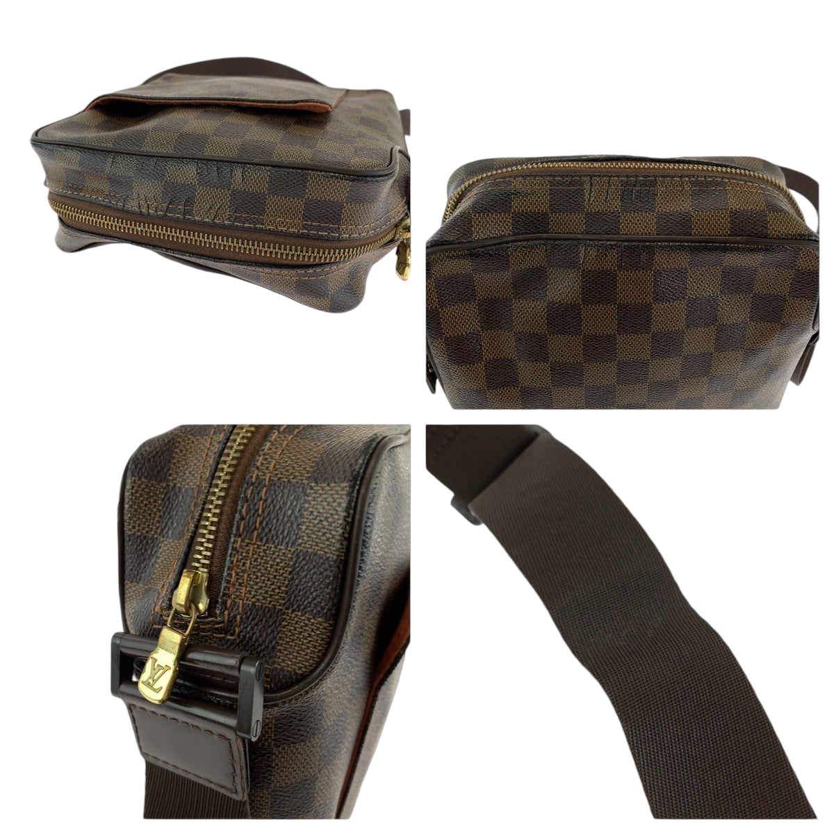 13415
LOUIS VUITTON ルイヴィトン ダミエ オラフPM ブラウン ゴールド金具 PVC N41442 ショルダーバッグ ポシェット  レディース