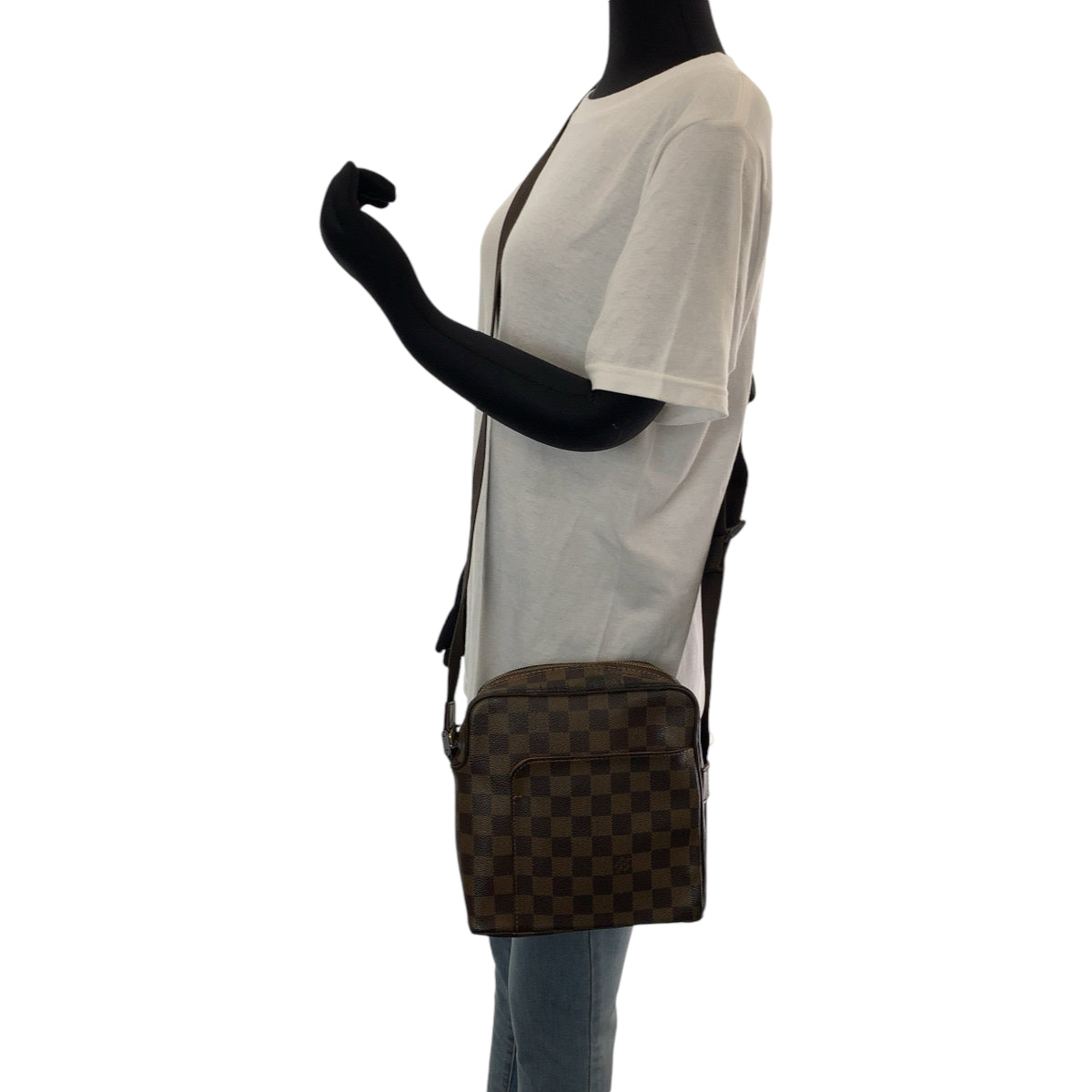 13415
LOUIS VUITTON ルイヴィトン ダミエ オラフPM ブラウン ゴールド金具 PVC N41442 ショルダーバッグ ポシェット  レディース
