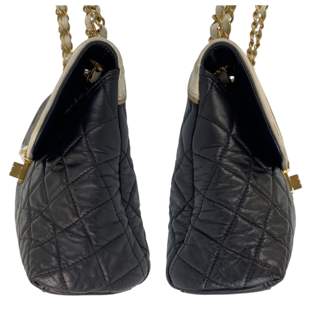 14080
CHANEL シャネル マトラッセ ターンロック ブラック 黒 ゴールド金具 ラムスキン ショルダーバッグ チェーンショルダーバッグ  レディース