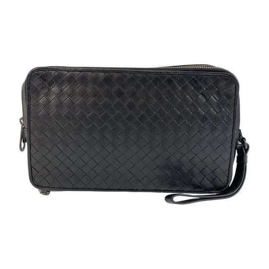 13418
BOTTEGAVENETA ボッテガヴェネタ イントレチャート ブラック 黒 ガンメタ金具 レザー セカンドバッグ クラッチバッグ  メンズ