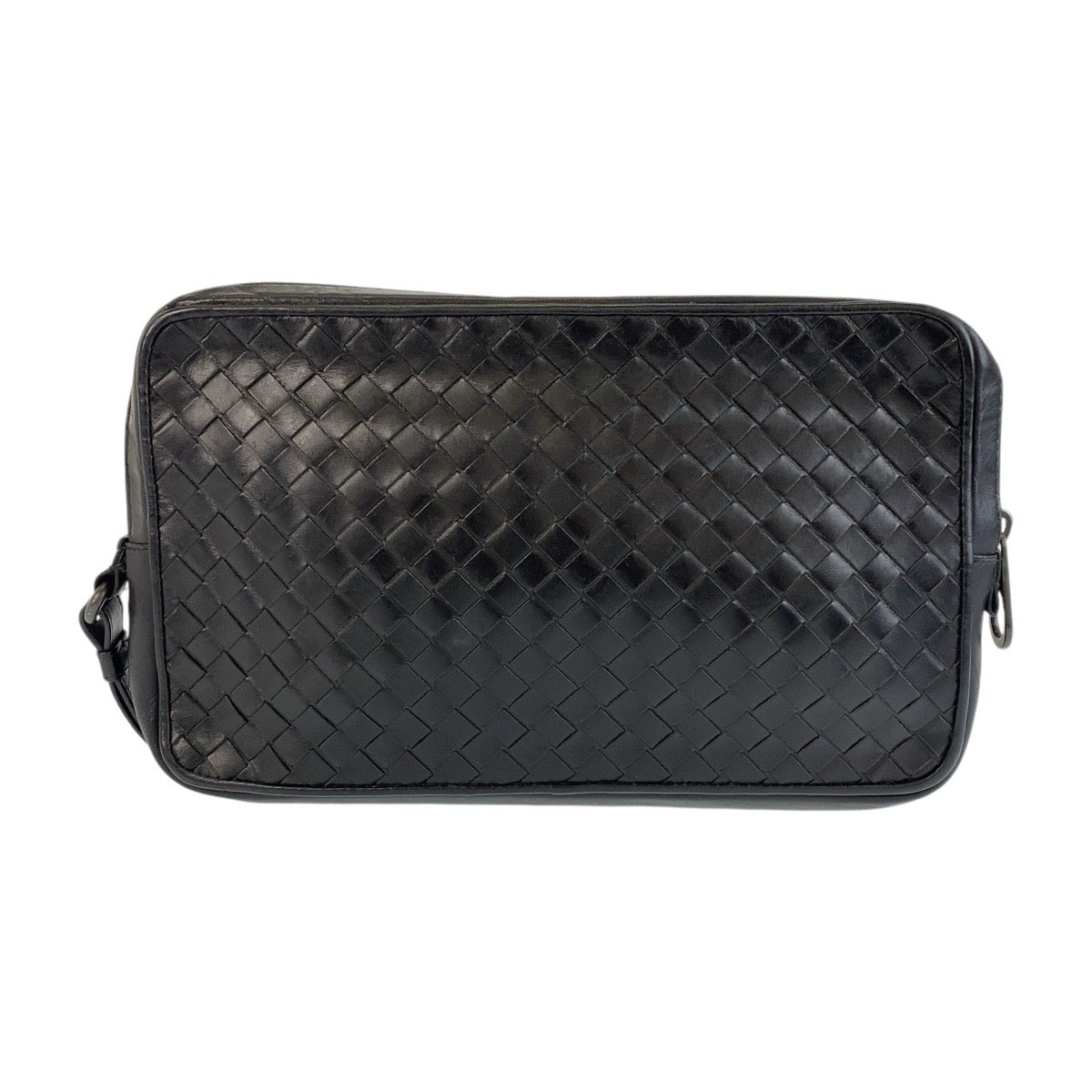 13418
BOTTEGAVENETA ボッテガヴェネタ イントレチャート ブラック 黒 ガンメタ金具 レザー セカンドバッグ クラッチバッグ  メンズ