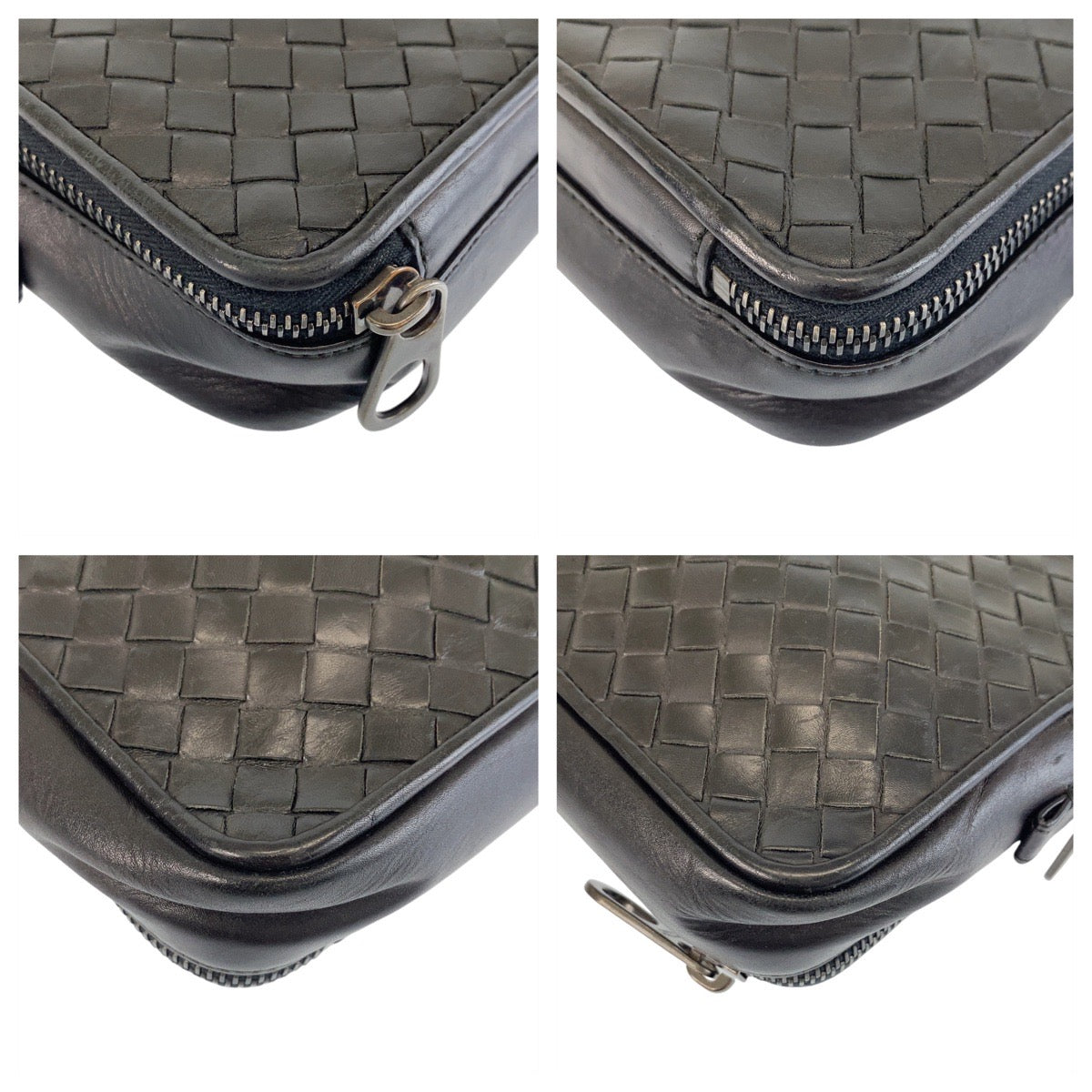 13418
BOTTEGAVENETA ボッテガヴェネタ イントレチャート ブラック 黒 ガンメタ金具 レザー セカンドバッグ クラッチバッグ  メンズ