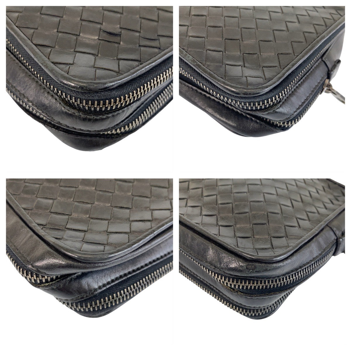 13418
BOTTEGAVENETA ボッテガヴェネタ イントレチャート ブラック 黒 ガンメタ金具 レザー セカンドバッグ クラッチバッグ  メンズ
