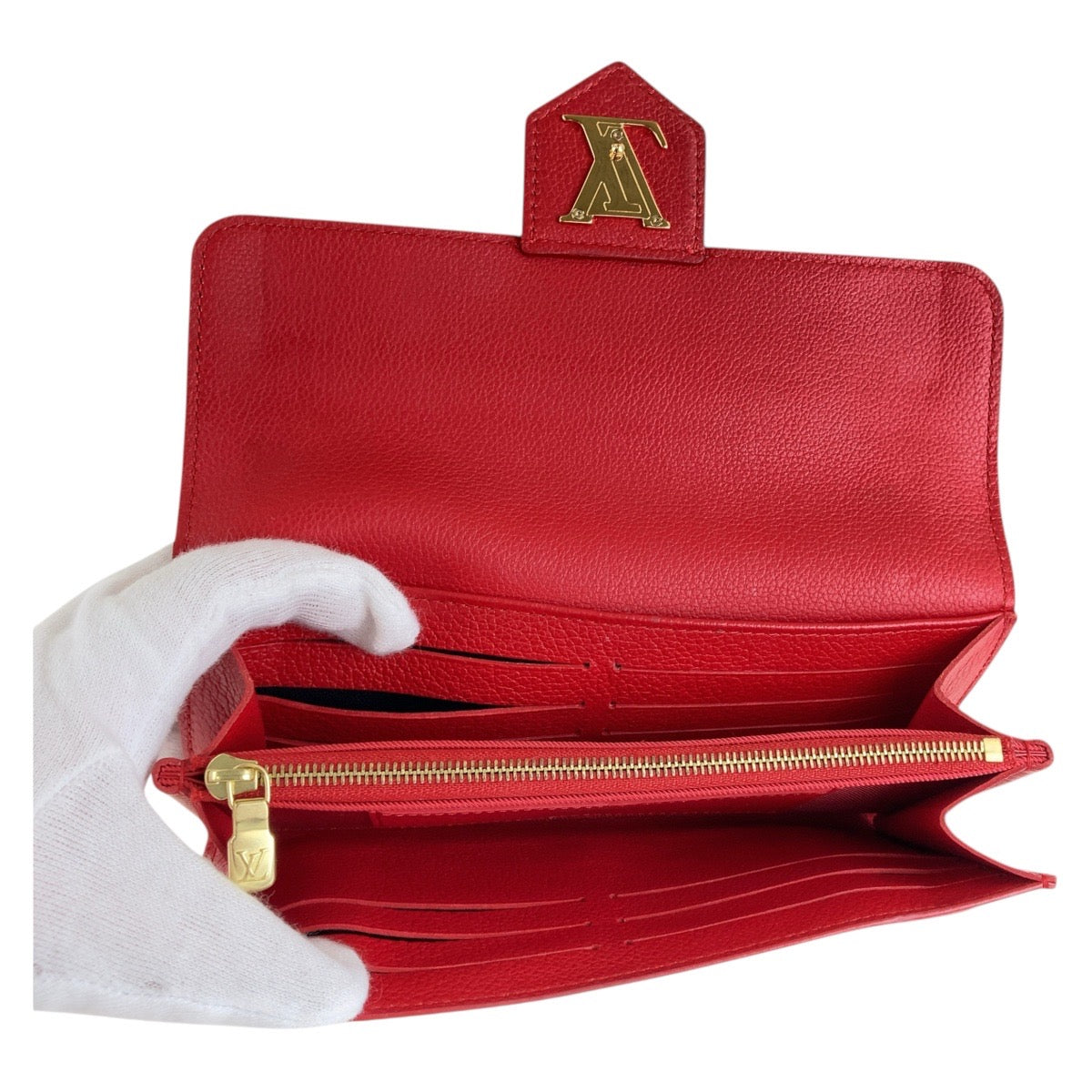 13419
LOUIS VUITTON ルイヴィトン ポルトフォイユ ロックミー レッド ゴールド金具 レザー M61277 長財布 ロングウォレット  レディース