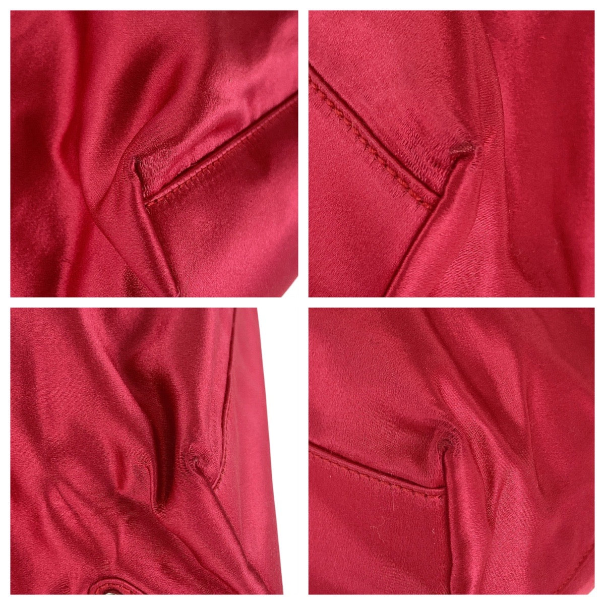 13422
PRADA プラダ 三角ロゴプレート レッド シルバー金具 サテン / プラスチック トートバッグ ハンドバッグ  レディース