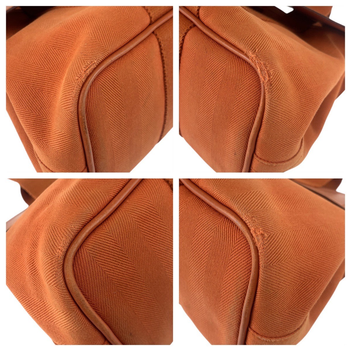13426
HERMES エルメス ヴァルパライソ オレンジ シルバー金具 キャンバス / レザー ハンドバッグ トートバッグ  レディース