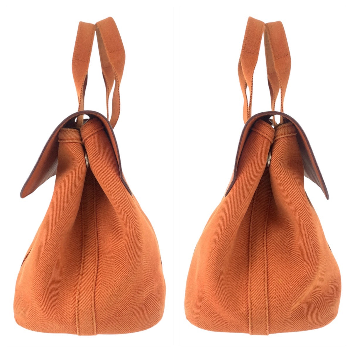 13426
HERMES エルメス ヴァルパライソ オレンジ シルバー金具 キャンバス / レザー ハンドバッグ トートバッグ  レディース