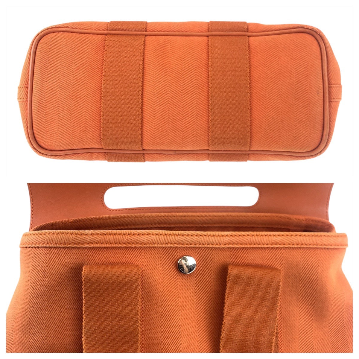 13426
HERMES エルメス ヴァルパライソ オレンジ シルバー金具 キャンバス / レザー ハンドバッグ トートバッグ  レディース