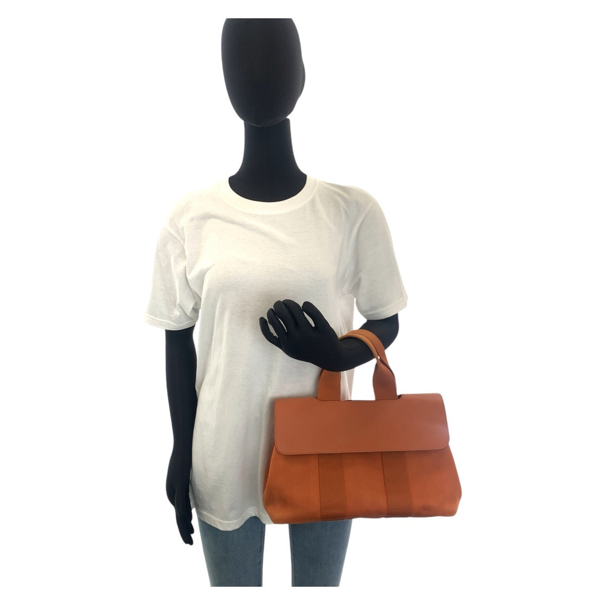 13426
HERMES エルメス ヴァルパライソ オレンジ シルバー金具 キャンバス / レザー ハンドバッグ トートバッグ  レディース