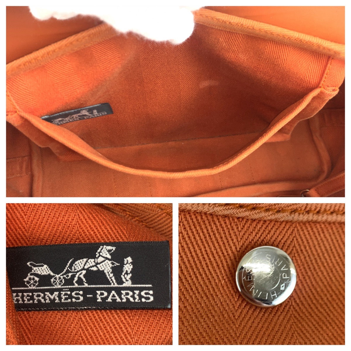13426
HERMES エルメス ヴァルパライソ オレンジ シルバー金具 キャンバス / レザー ハンドバッグ トートバッグ  レディース